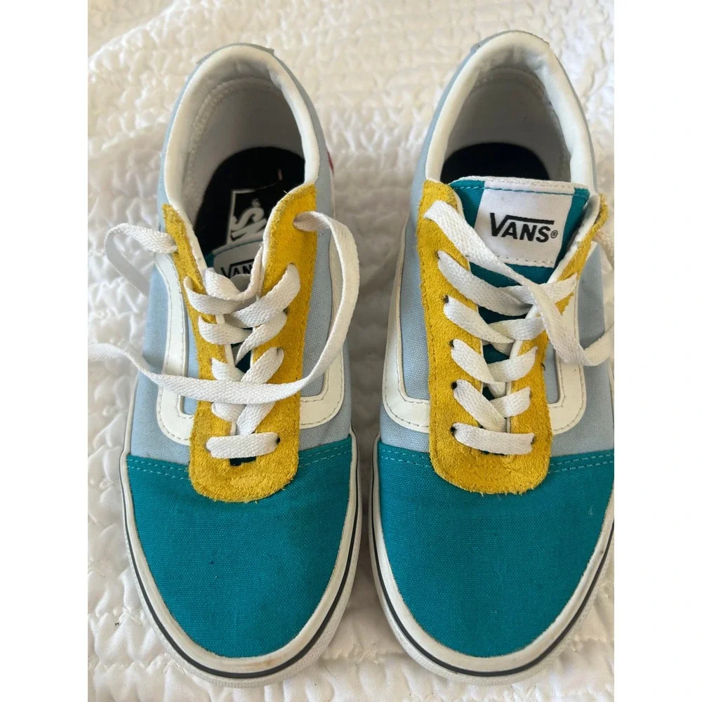 Vans Teal, Yellow & White Low Top Sneakers